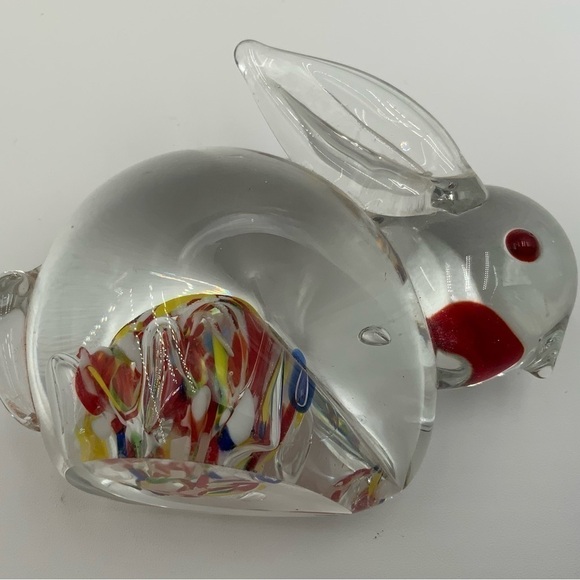 Small Art Glass Paperweight Bunny Rabbit Millefiori Flawless - Picture 5 of 6